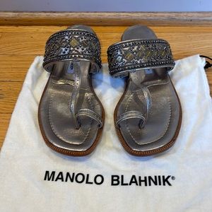 Manolo Blahnik flat beaded sandal size 37.5